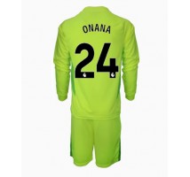 Manchester United Andre Onana #24 Bramkarskie Koszulka Wyjazdowa dzieci 2024-25 Długi Rękaw (+ krótkie spodenki)